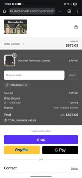 Durasheds coupon verification screenshot