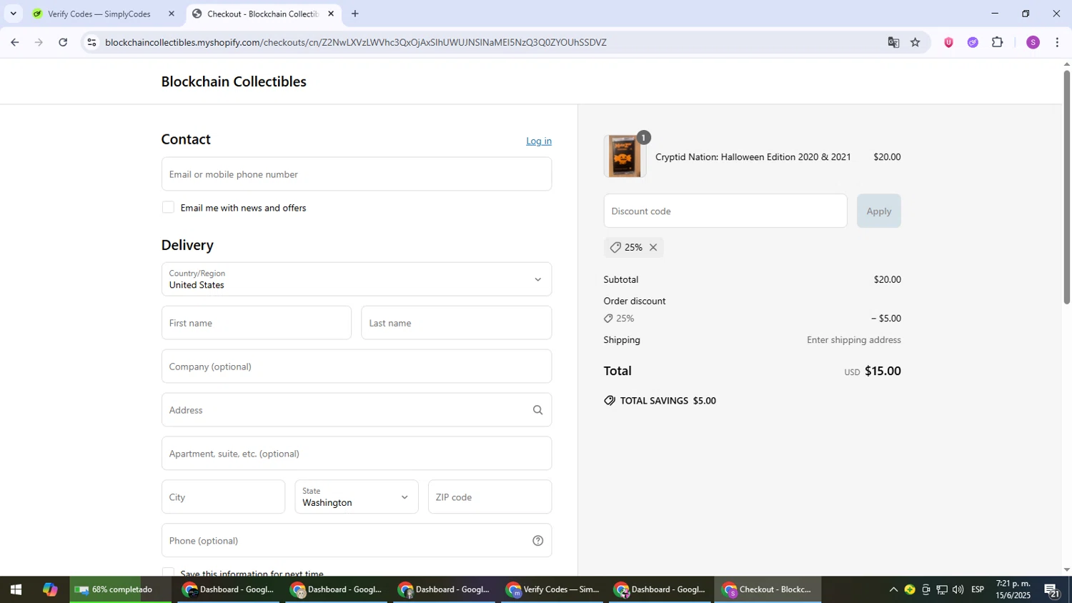 Dutch Bros Coffee checkout page showing Dutch Bros Coffee promo code box | Screenshot taken by SimplyCodes community member on Jun 15, 2025