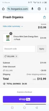 Gillian coupon verification screenshot
