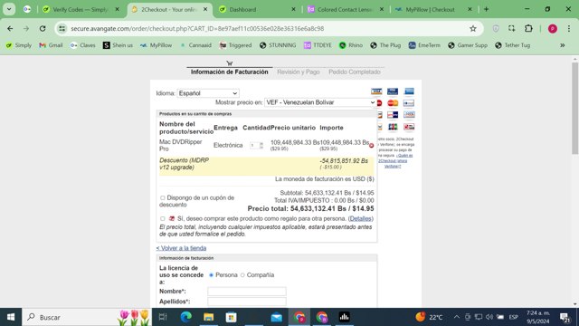 Mac DVDRipper Pro checkout page showing Mac DVDRipper Pro coupon code box | Screenshot taken by SimplyCodes community member on May 9, 2024