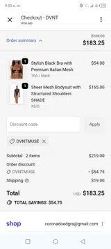Dvntmuse coupon verification screenshot
