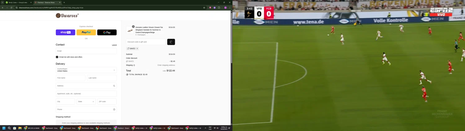 DwarvesShoes promo code screenshot showing code save3 applied at DwarvesShoes checkout page. Uploaded by SimplyCodes community member PennyWizard1195 on Aug 16, 2025