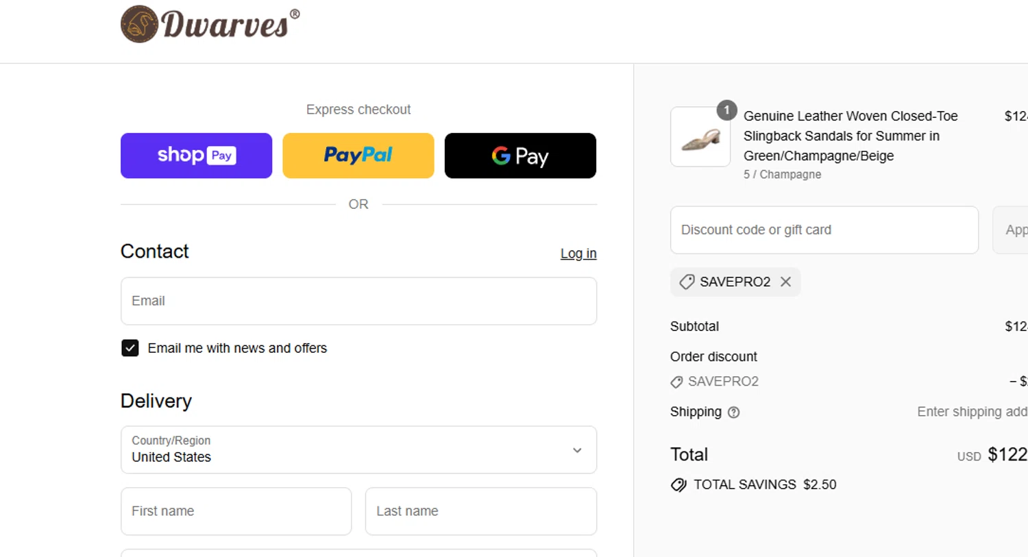 DwarvesShoes promo code screenshot showing code savepro2 applied at DwarvesShoes checkout page. Uploaded by SimplyCodes community member Notengonombre on Jul 16, 2025