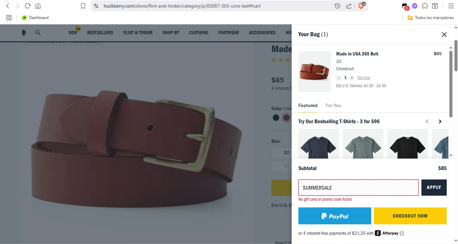 Dwell promo code screenshot showing code SUMMERSALE applied at Dwell checkout page. Uploaded by SimplyCodes community member Fabio05 on Jul 23, 2025