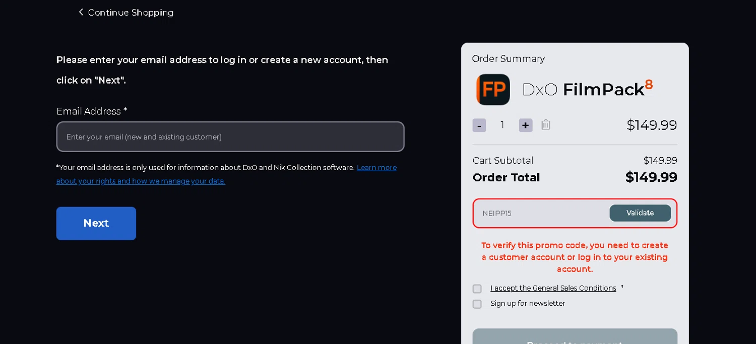 DxO promo code screenshot showing code NEIPP15 applied at DxO checkout page. Uploaded by SimplyCodes community member CRYSTALSUICINE on Jan 30, 2026