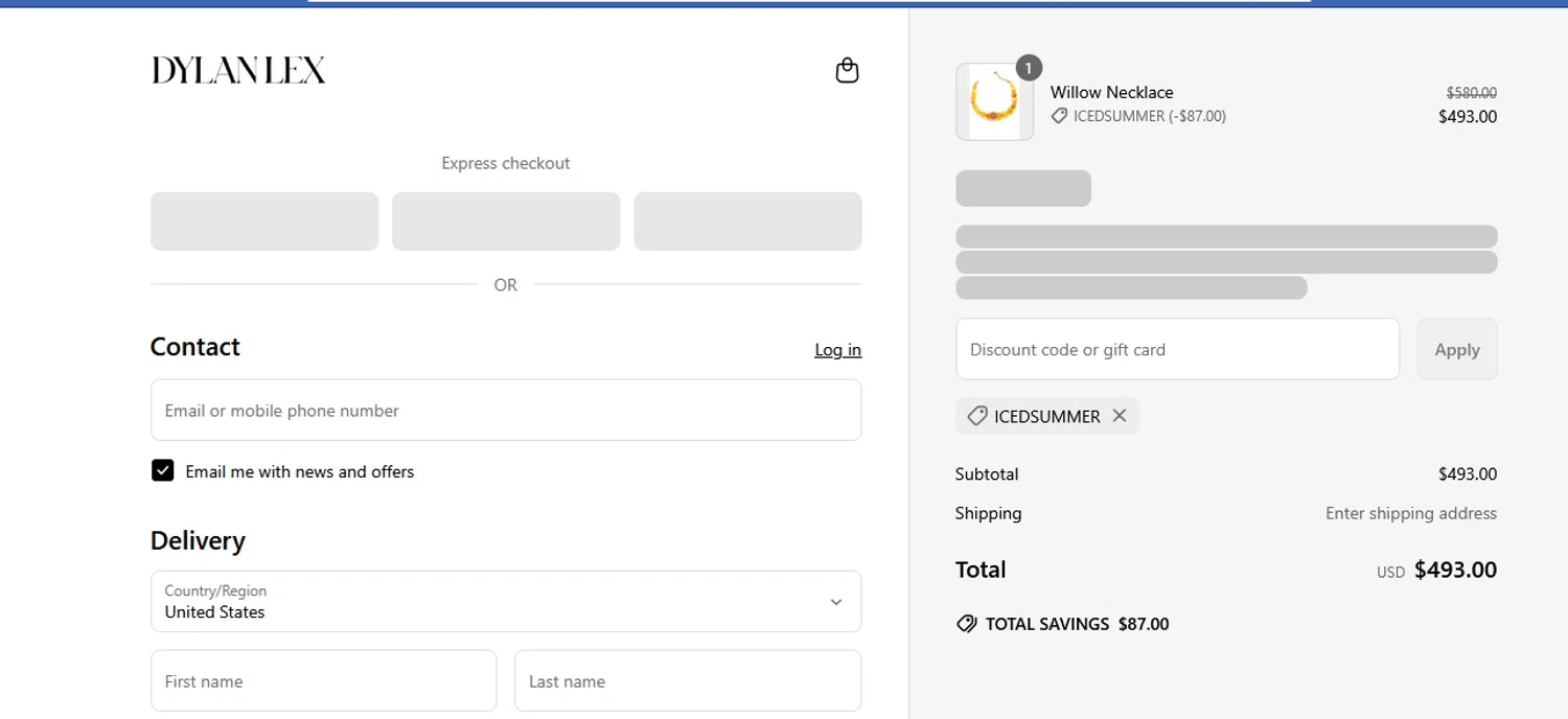Dylanlex coupon code screenshot showing code Icedsummer applied at Dylanlex checkout page. Uploaded by SimplyCodes community member BLUEBLASTOISE on Jun 1, 2025