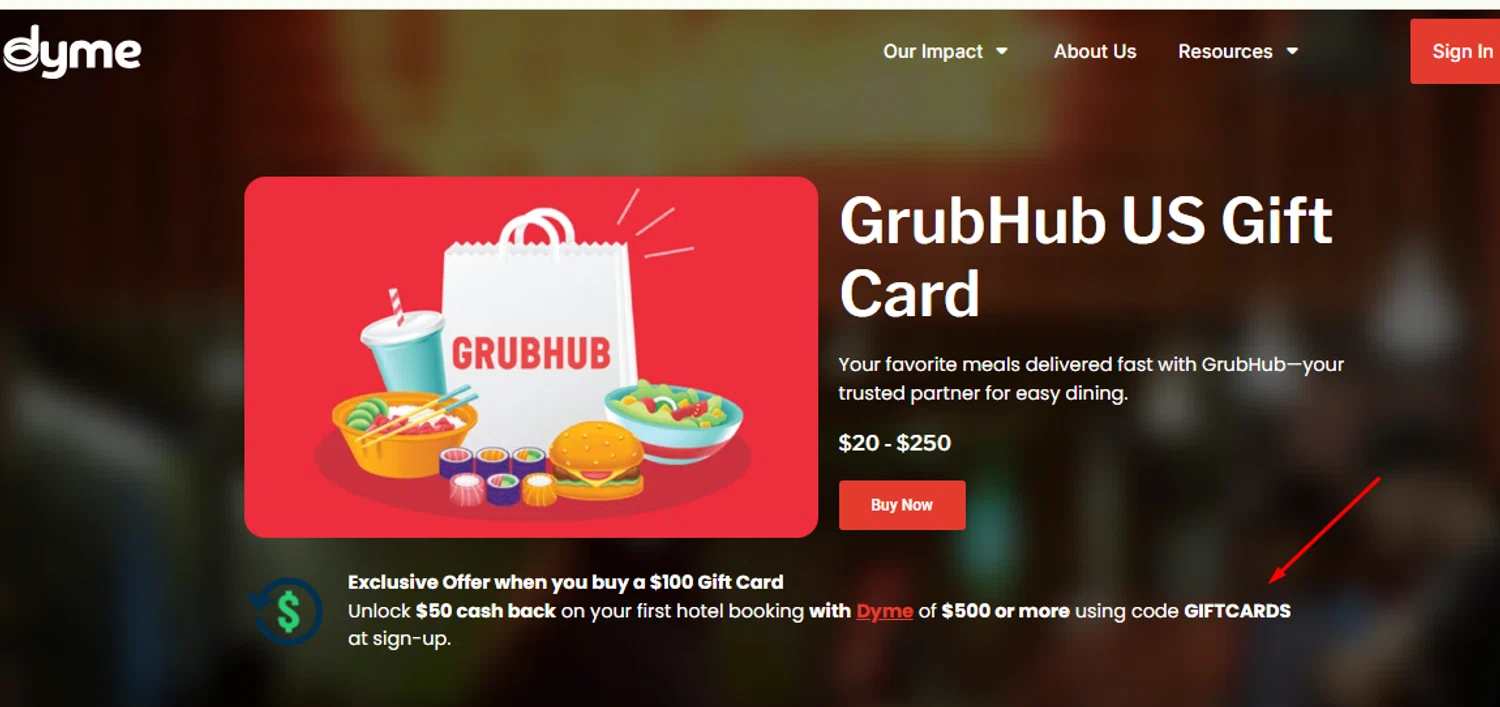 Dyme.Earth promo code screenshot showing code GIFTCARDS applied at Dyme.Earth checkout page. Uploaded by SimplyCodes community member carlosrivero on Jun 12, 2025