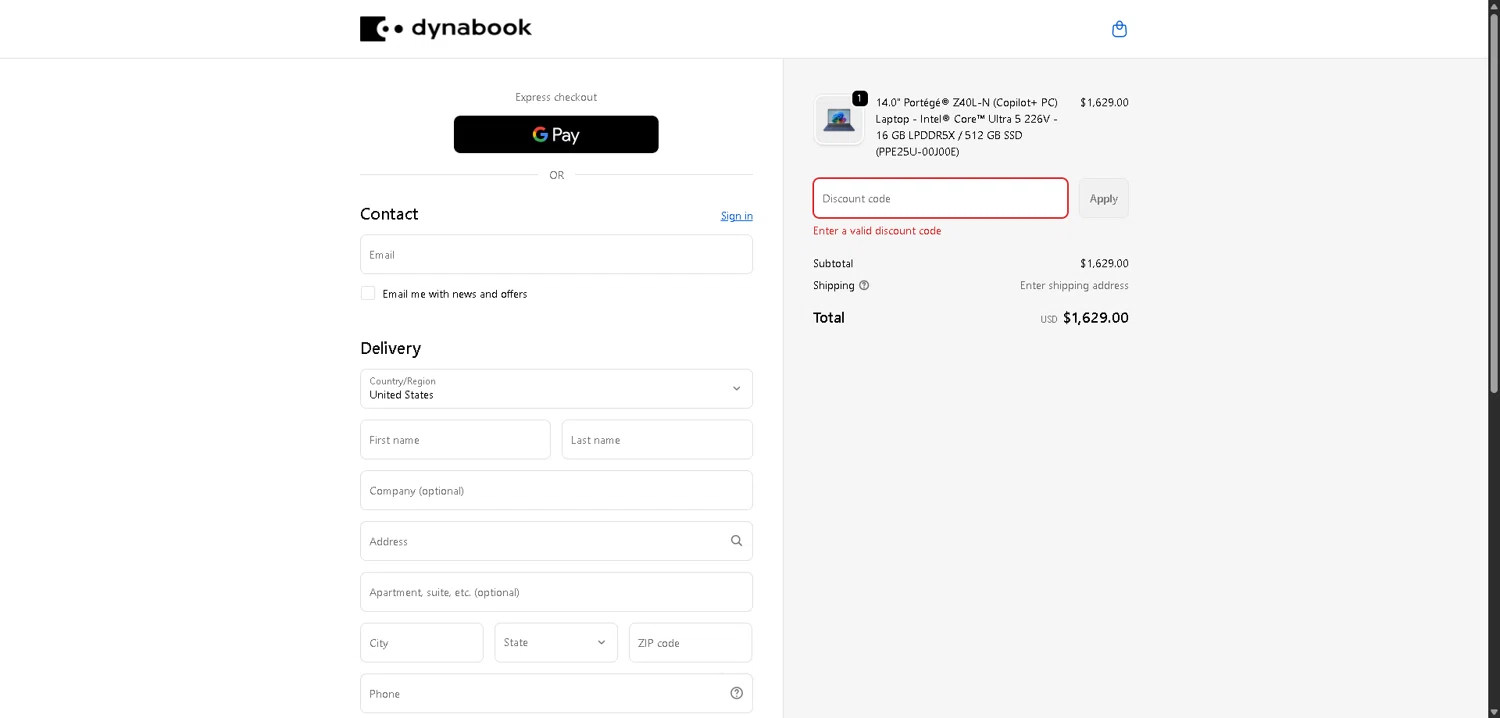 Dynabook US promo code screenshot showing code blackfriday15% applied at Dynabook US checkout page. Uploaded by SimplyCodes community member DealHunter6996 on Dec 4, 2025