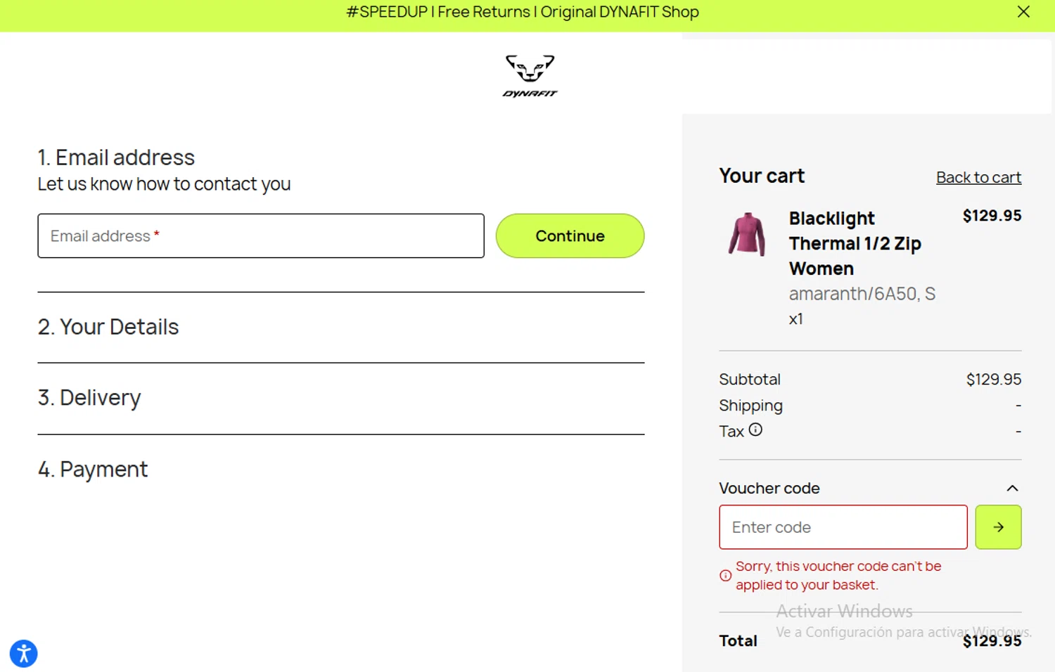 Dynafit discount code screenshot showing code FREESHIPPING0622 applied at Dynafit checkout page. Uploaded by SimplyCodes community member Gary_23 on Oct 17, 2025