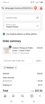 NEWDAY coupon verification screenshot