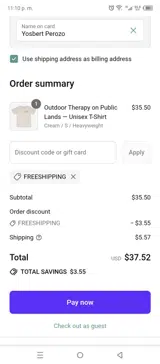 FREESHIPPING coupon verification screenshot