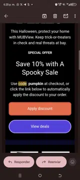 pumpkin coupon verification screenshot