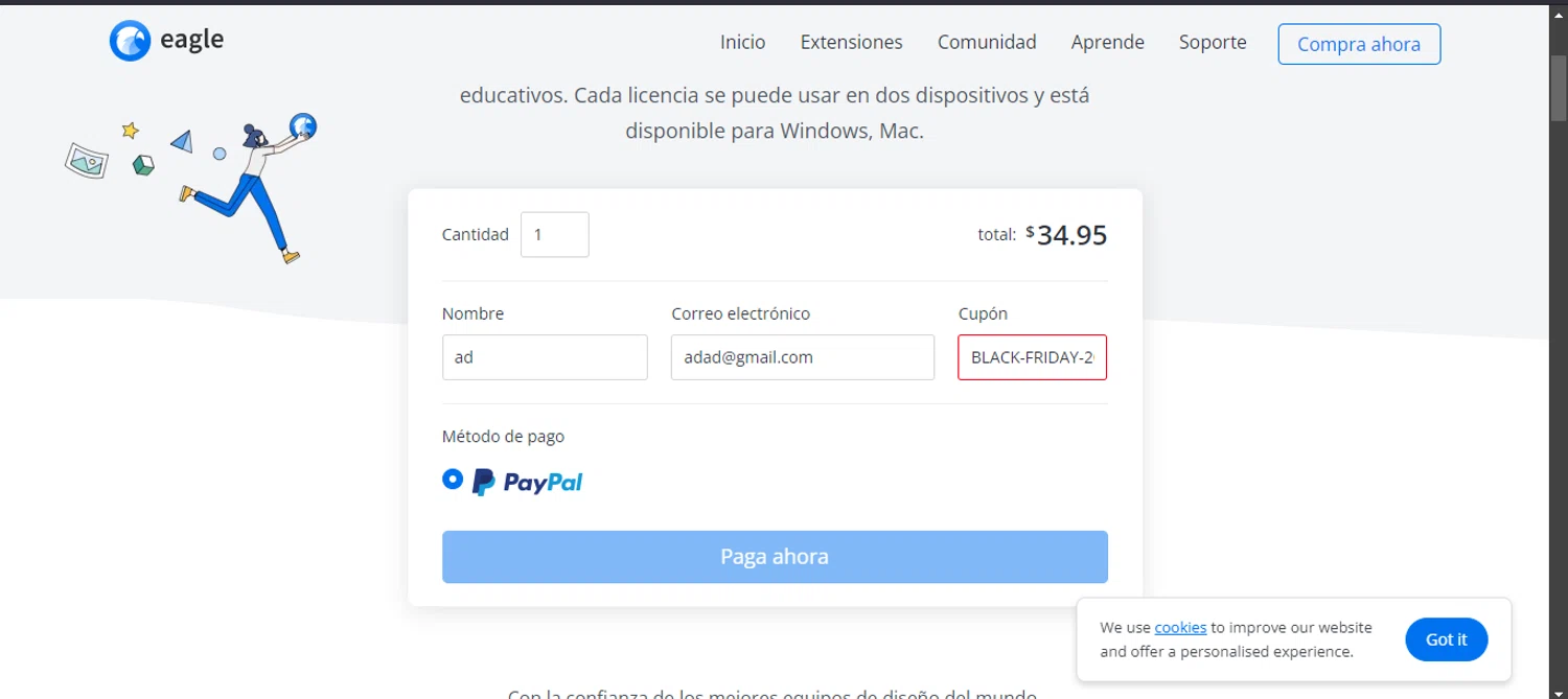 Eagle.cool promo code screenshot showing code BLACK-FRIDAY-2024 applied at Eagle.cool checkout page. Uploaded by SimplyCodes community member RINITOSHI on Jan 30, 2025