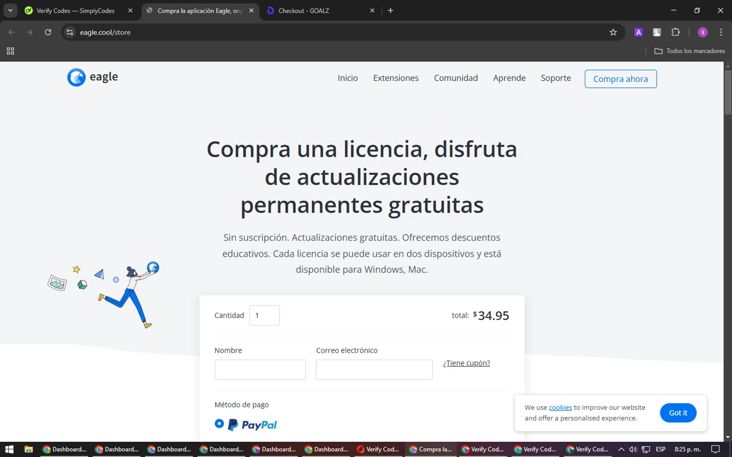 Eagle.cool checkout page showing Eagle.cool promo code box | Screenshot taken by SimplyCodes community member on Jan 30, 2025