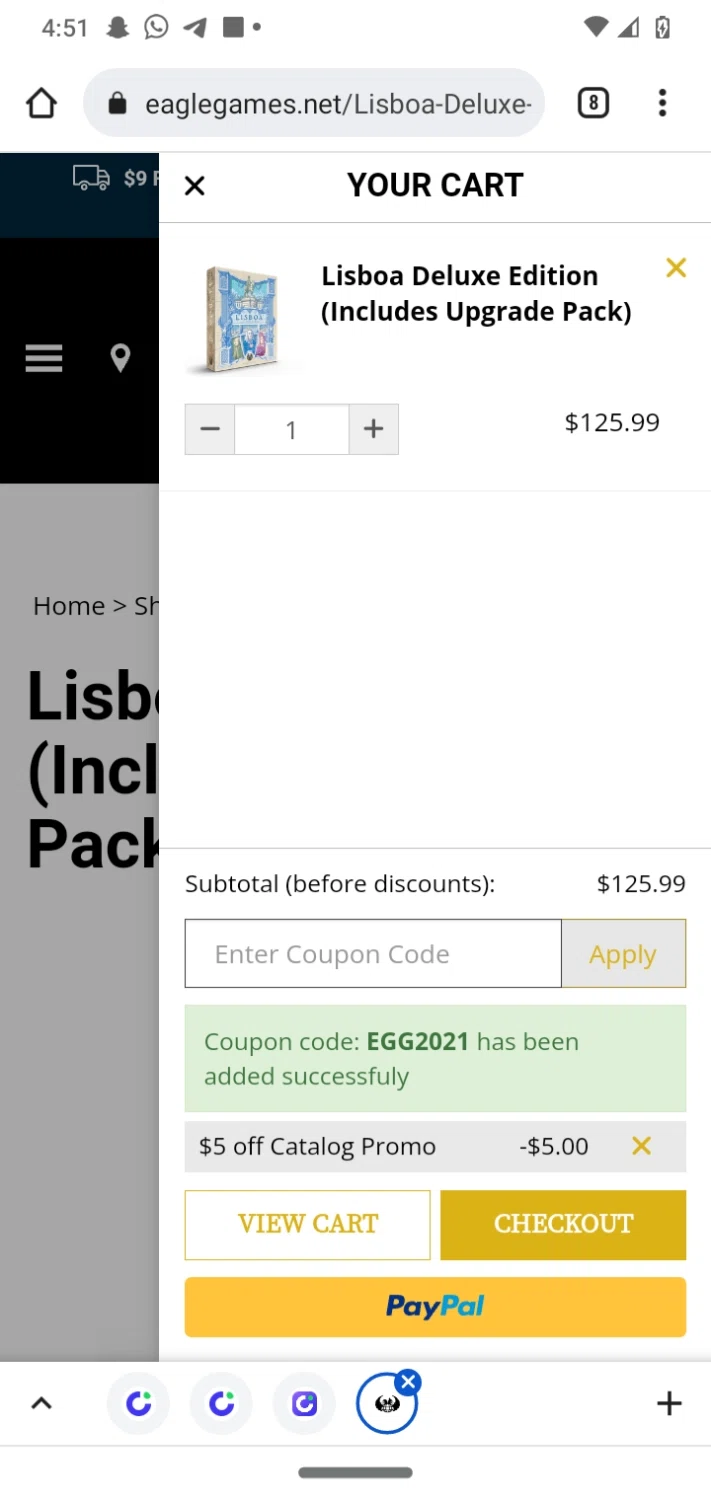 where to use Eagle Games promo code box