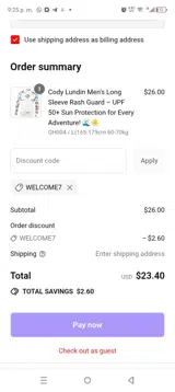 welcome7 coupon verification screenshot
