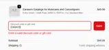 Earasers coupon verification screenshot