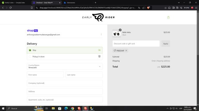 Early Rider checkout page showing Early Rider discount code box | Screenshot taken by SimplyCodes community member on Dec 22, 2024