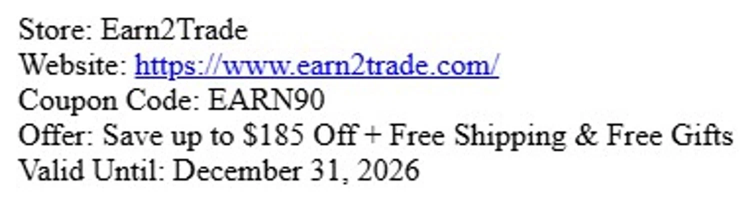 Earn2Trade discount code screenshot showing code EARN90 applied at Earn2Trade checkout page. Uploaded by SimplyCodes community member Swiftdealz on Oct 25, 2025