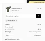 WELCOME20 coupon verification screenshot