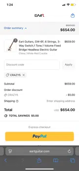 CRAZY5 coupon verification screenshot