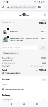earthbuddy10 coupon verification screenshot