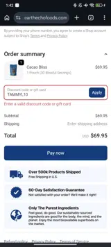 TAMMYL10 coupon verification screenshot