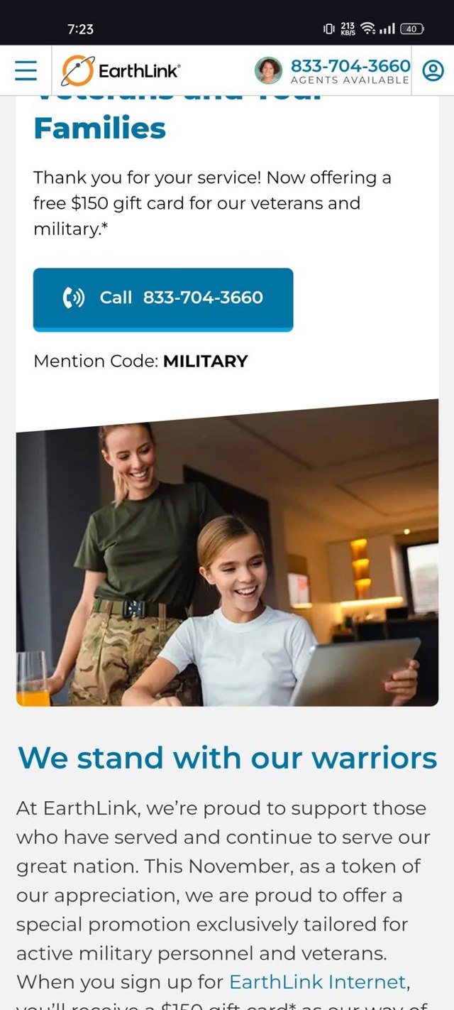 Earthlink checkout page showing Earthlink promo code box | Screenshot taken by SimplyCodes community member on Jan 21, 2024