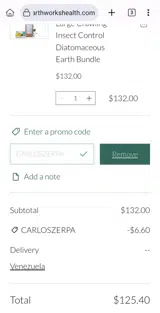 Earthworks Health coupon verification screenshot