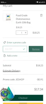 Earthworks Health coupon verification screenshot