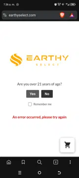 Earthy Select coupon verification screenshot