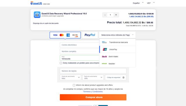 EaseUS checkout page showing EaseUS discount code box | Screenshot taken by SimplyCodes community member on Aug 27, 2025