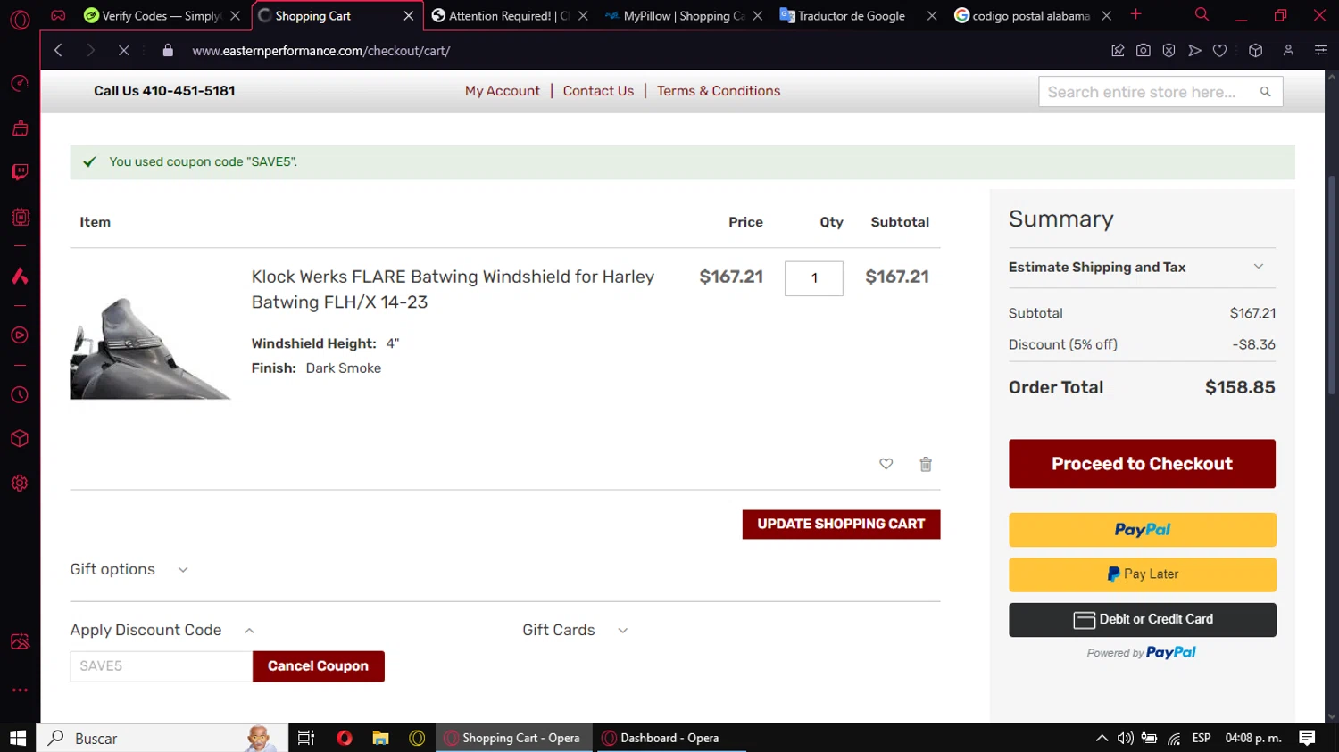 Eastern Performance Cycles checkout page showing Eastern Performance Cycles discount code box | Screenshot taken by SimplyCodes community member on Oct 2, 2024