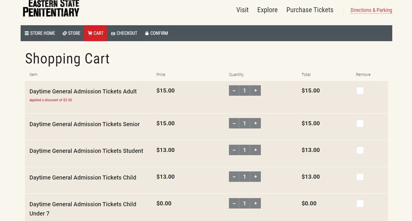 how to use Eastern State Penitentiary coupons