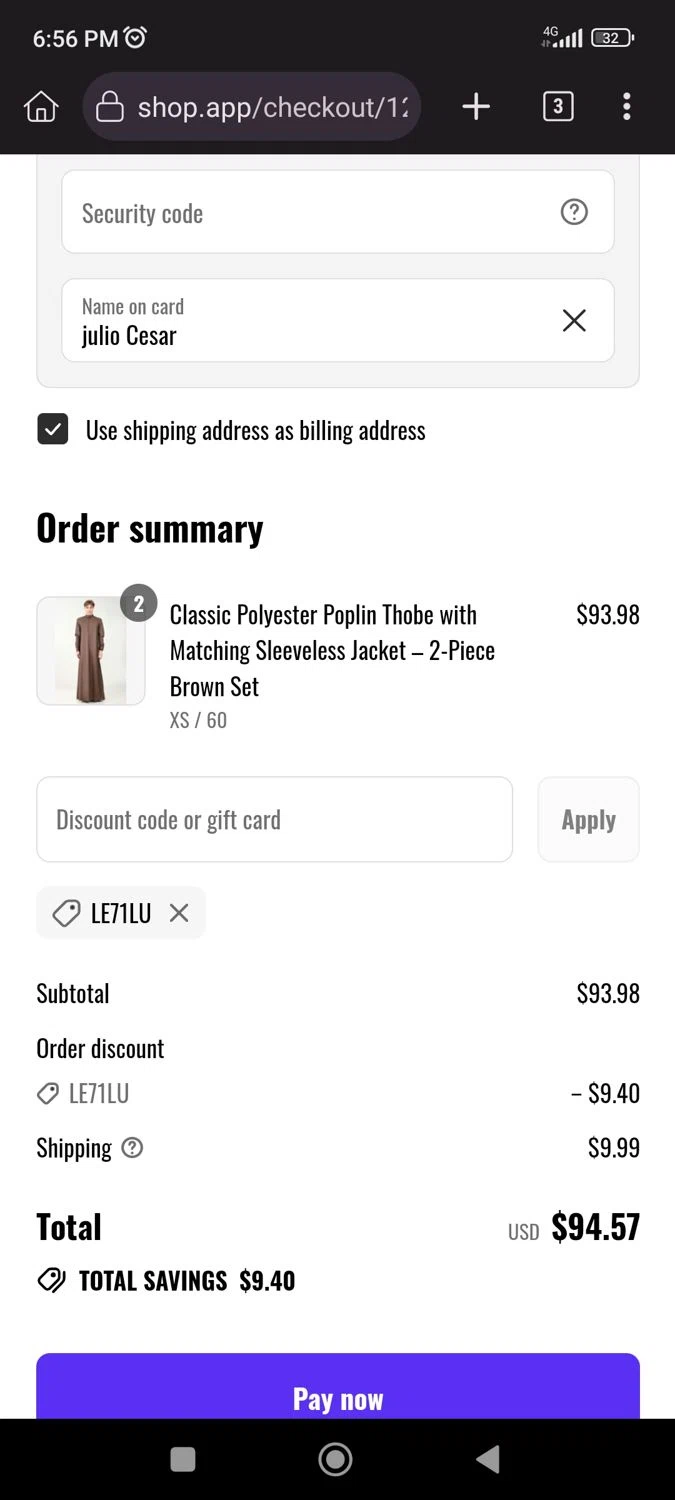 EastEssence promo code screenshot showing code LE71LU applied at EastEssence checkout page. Uploaded by SimplyCodes community member CrownLion2750 on Jul 14, 2025