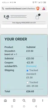 october50% coupon verification screenshot