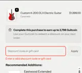 Eastwood Guitars coupon verification screenshot