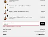 Eastwood Guitars coupon verification screenshot