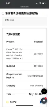 comenback10 coupon verification screenshot