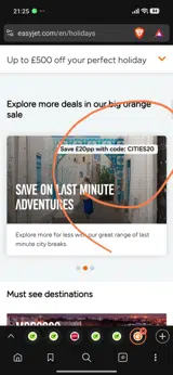 Cities20 coupon verification screenshot