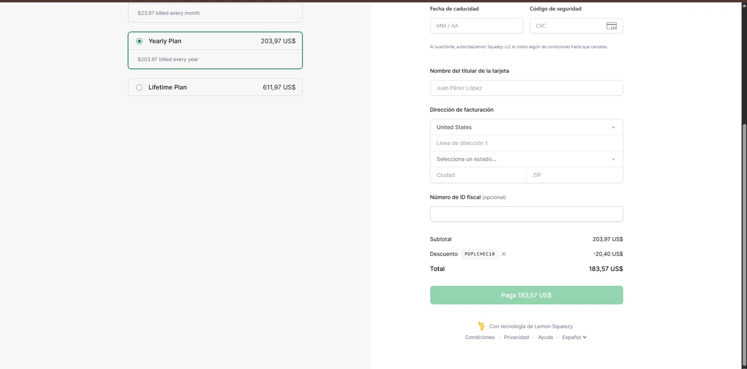 Easypanel discount code screenshot showing code PDPLCHEC10 applied at Easypanel checkout page. Uploaded by SimplyCodes community member ValueGenius9720 on Oct 24, 2025