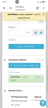 Easy Song coupon verification screenshot