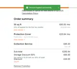 Easy Storage coupon verification screenshot