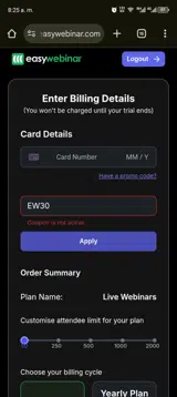 EW30 coupon verification screenshot