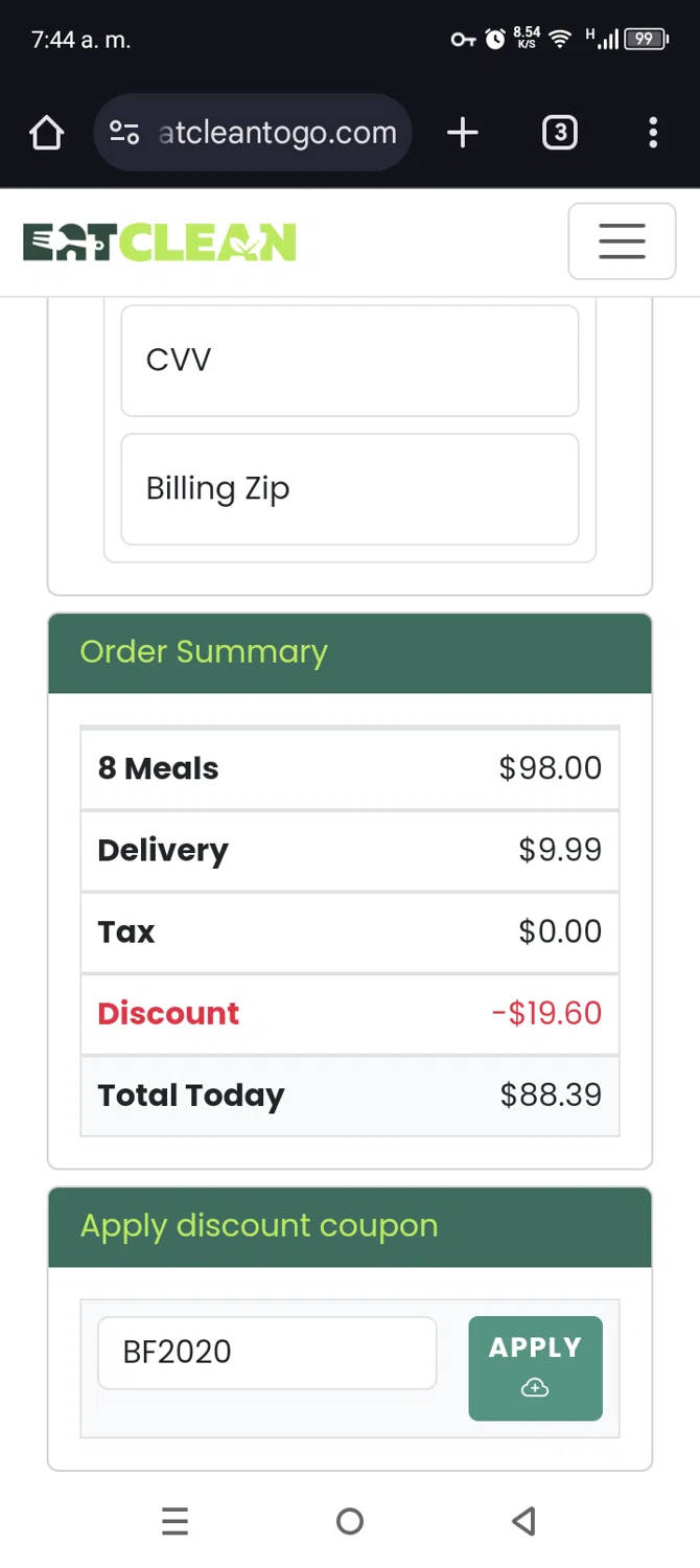 where to use Eat First Ordering promo code box