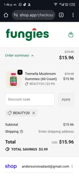 BEAUTY20 coupon verification screenshot