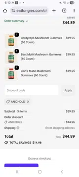 ANICHOLS coupon verification screenshot