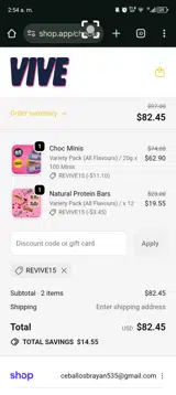 REVIVE15 coupon verification screenshot