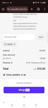July4 coupon verification screenshot