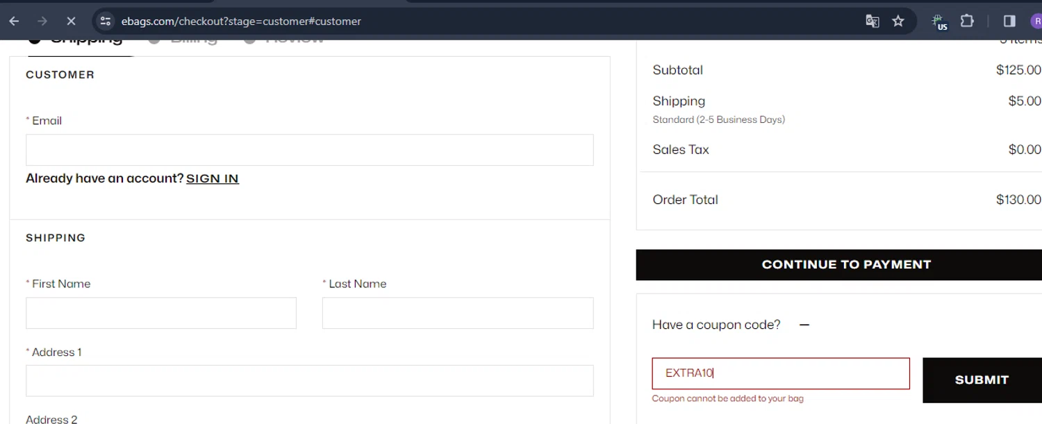 how to use eBags coupons